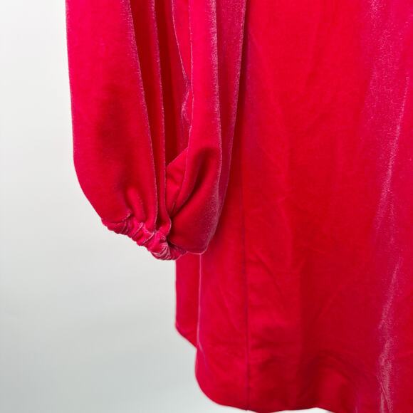 Free‎ People Misha Velvet Mini Long Sleeve Tie Back Dress in Red Pink Size S - Picture 8 of 11